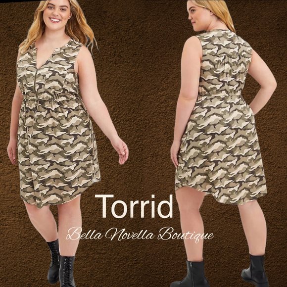 TORRID Camo Zip Front Dress NWT - Picture 4 of 8